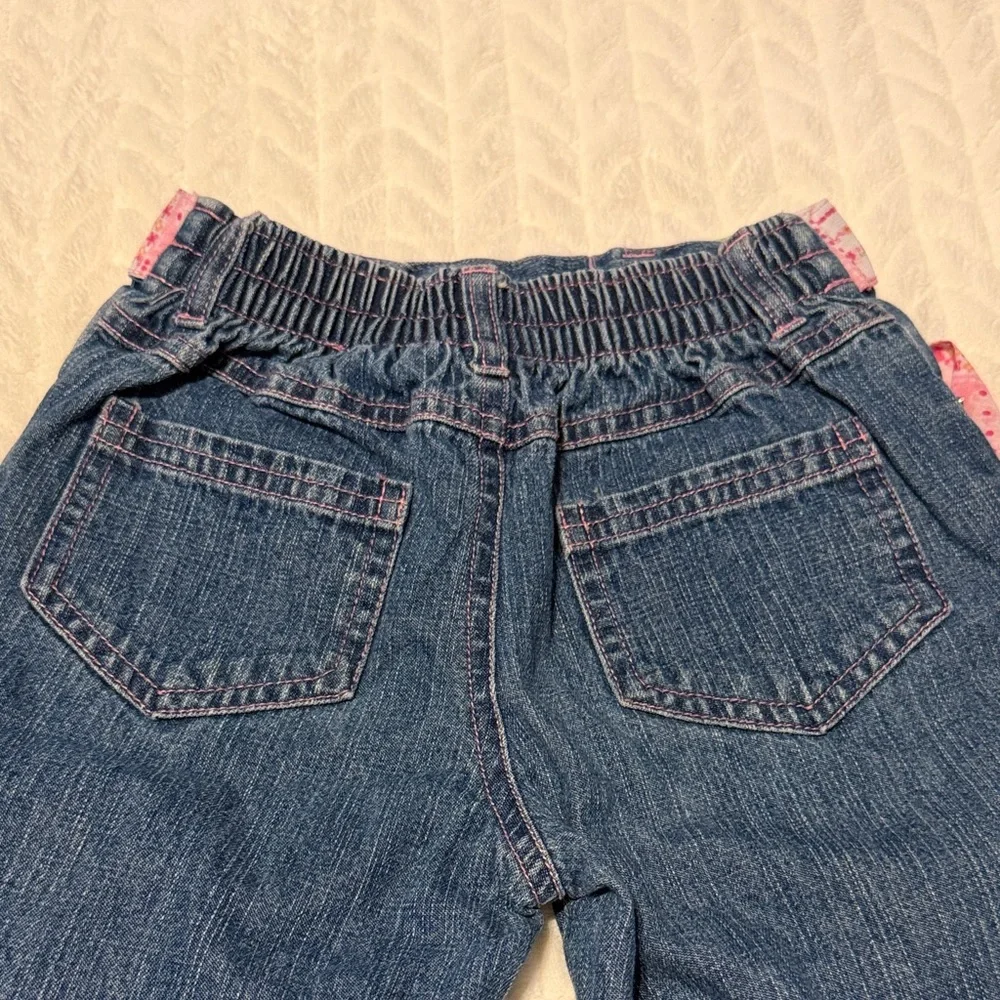 Disney Girls Dark Blue Denim Jeggings with Pink Stitching